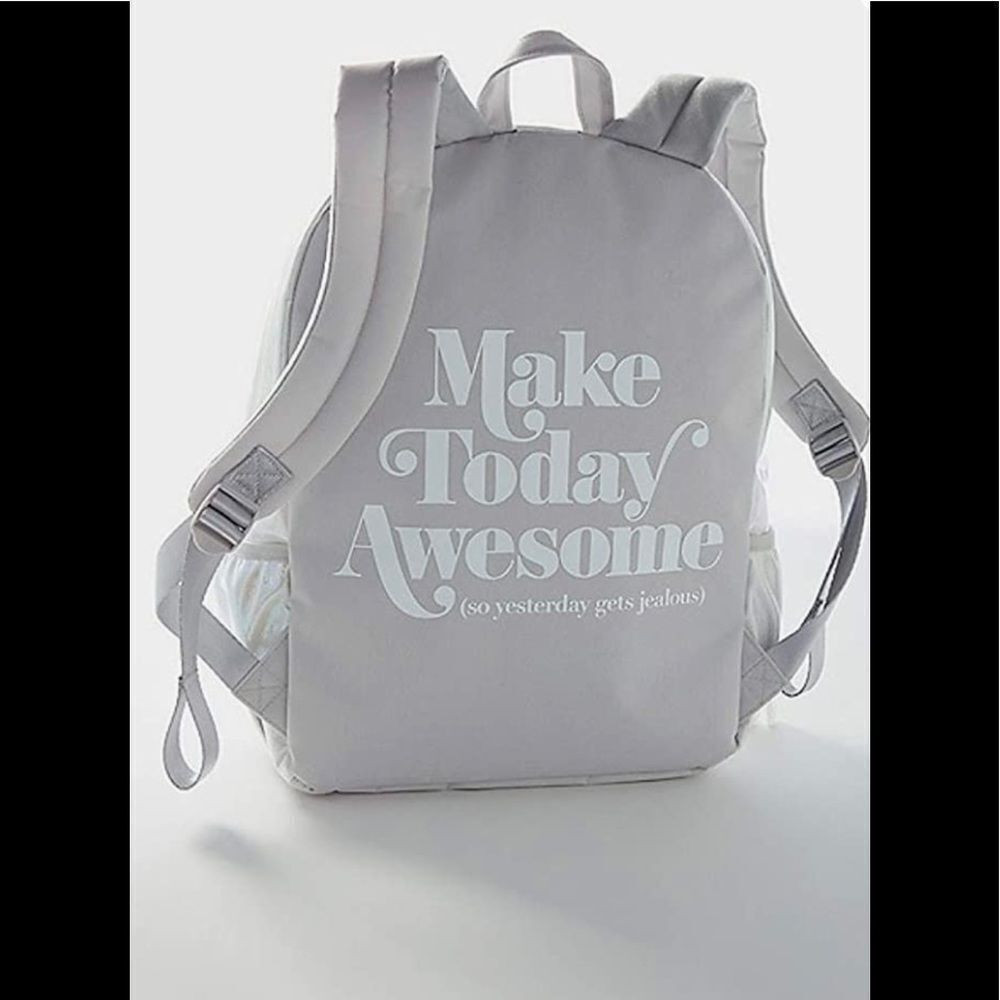 Justice Back to School Back Pack White Shiny “Make Today Awesome” Book Bag